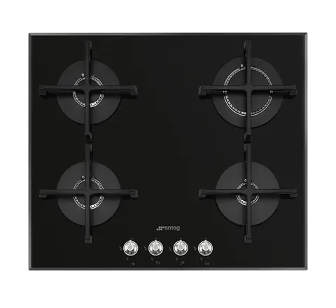 SMEG כיריים גז 4 מבערים 60 ס"מ זכוכית שחורה סדרת Linea תוצרת SMEG דגם PV164N2
